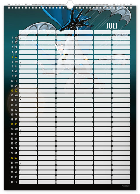 Familienplaner Batman 2026, 33 × 46 cm