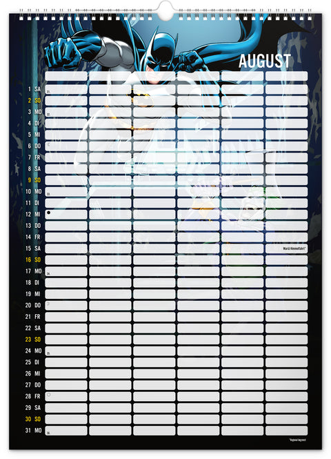 Familienplaner Batman 2026, 33 × 46 cm