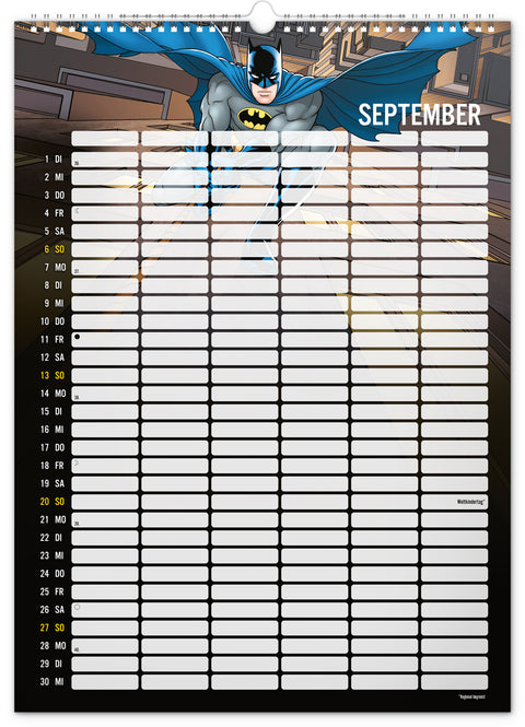 Familienplaner Batman 2026, 33 × 46 cm