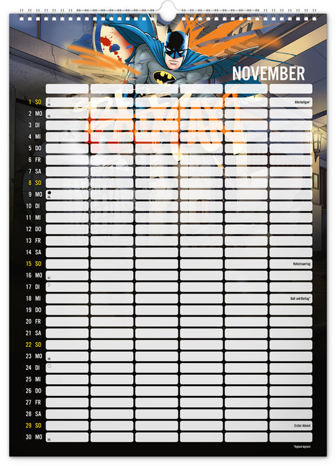 Familienplaner Batman 2026, 33 × 46 cm