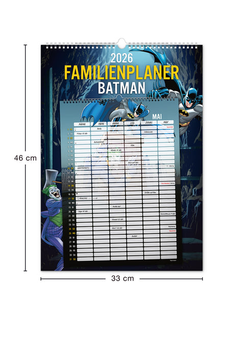 Familienplaner Batman 2026, 33 × 46 cm