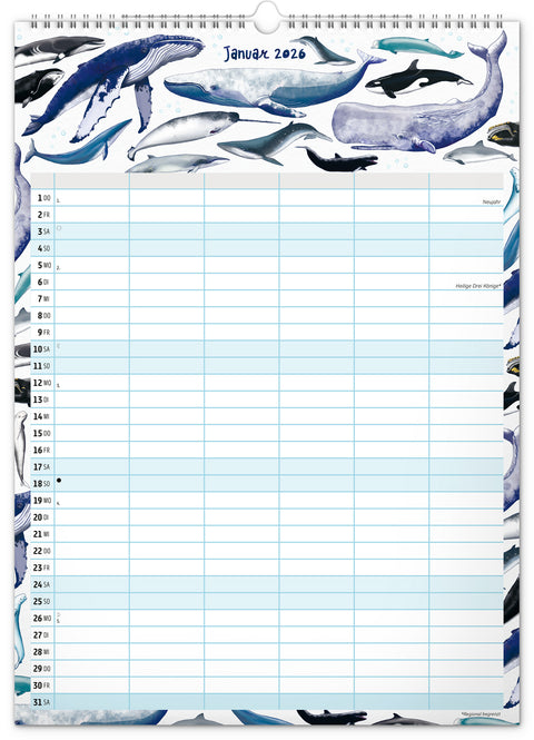 Familienplaner Animalium 2026, 33 × 46 cm