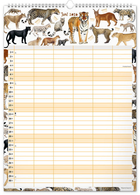 Familienplaner Animalium 2026, 33 × 46 cm