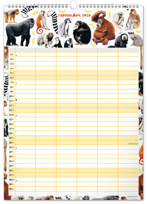 Familienplaner Animalium 2026, 33 × 46 cm