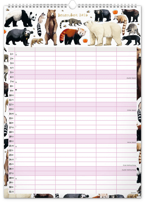 Familienplaner Animalium 2026, 33 × 46 cm