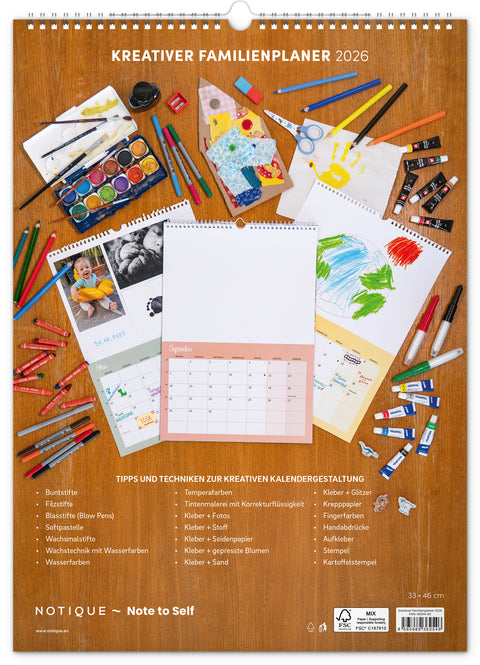 Kreativer Familienplaner 2026, 33 × 46 cm