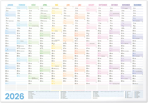 Jahreskalender 2026, A2, 59,4 × 42 cm
