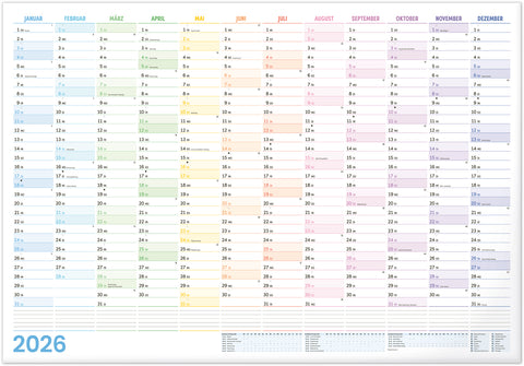 Jahreskalender 2026, B1, 96,4 × 67 cm