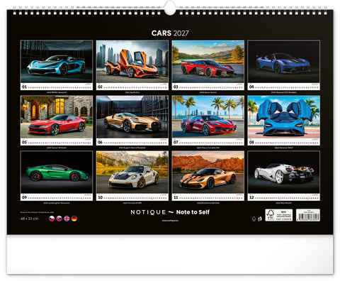 Wandkalender Autos 2027, 48 x 33 cm