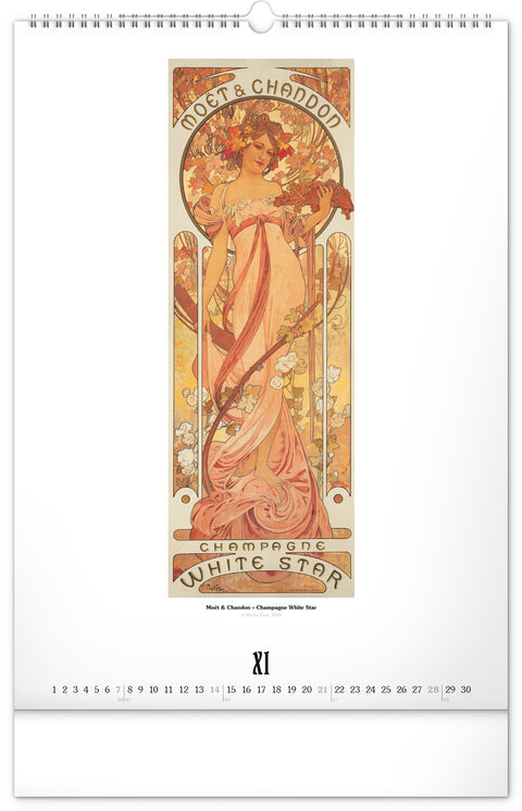 Wandkalender Alfons Mucha 2027, 33 x 46 cm