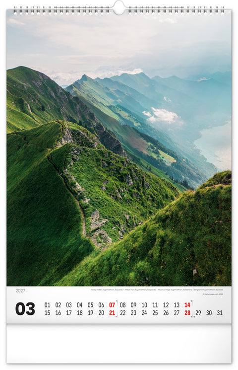 Wandkalender Berge 2027, 33 x 46 cm
