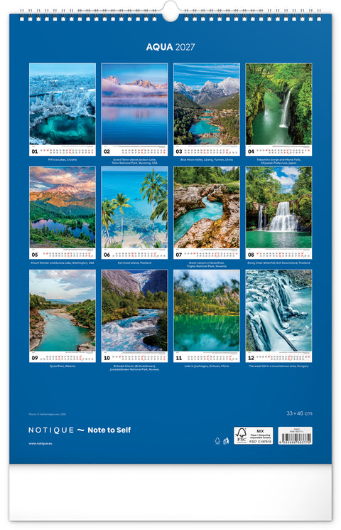 Wandkalender Wasser 2027, 33 x 46 cm