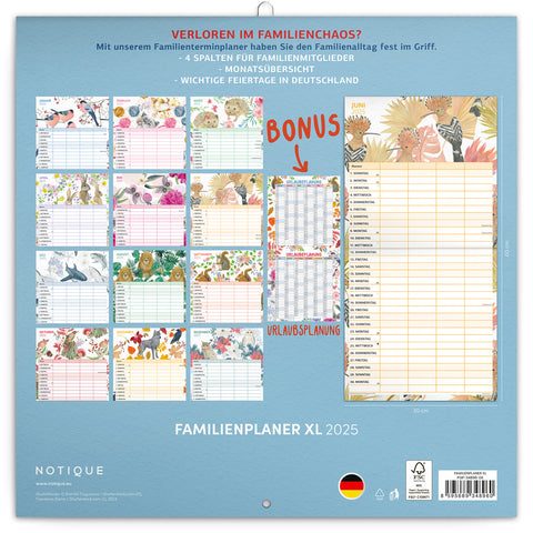 Familienplaner XL 2025, 30 × 30 cm