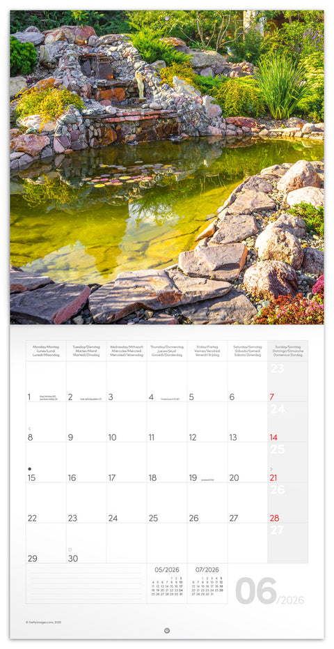 Broschürenkalender Gärten 2026, 30 x 30 cm