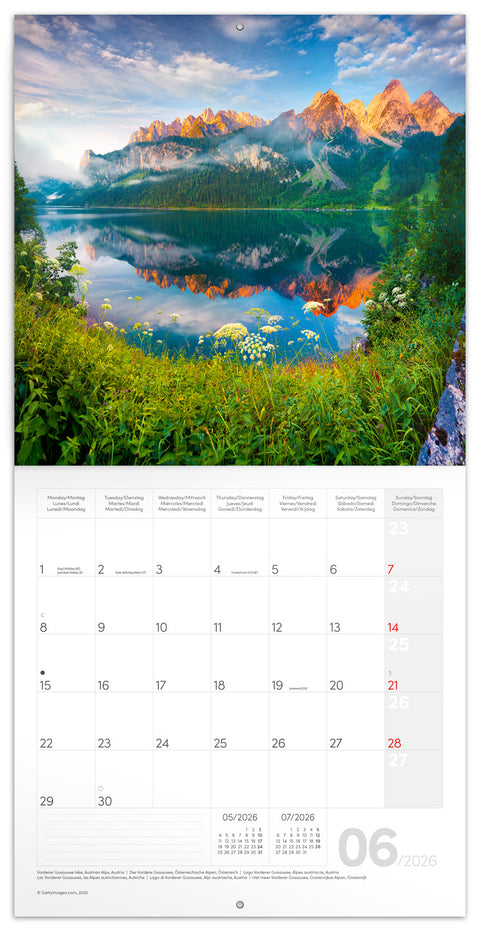 Broschürenkalender Alpen 2026, 30 x 30 cm