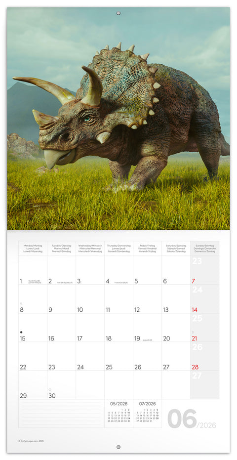 Broschürenkalender Dinosaurier 2026, 30 x 30 cm