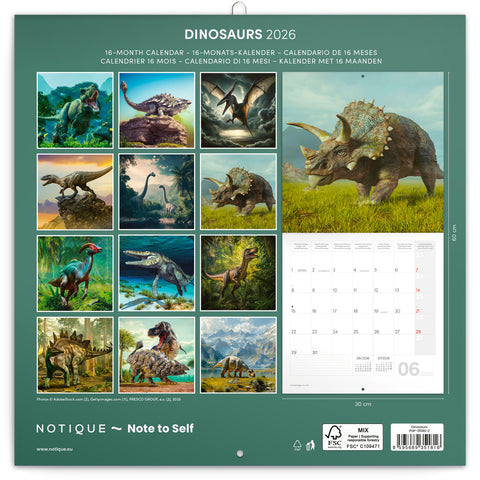 Broschürenkalender Dinosaurier 2026, 30 x 30 cm