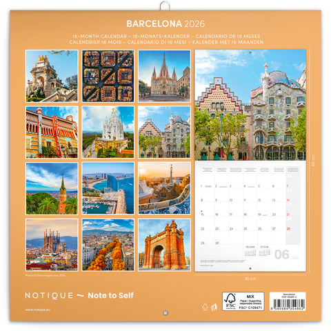 Broschürenkalender Barcelona 2026, 30 x 30 cm