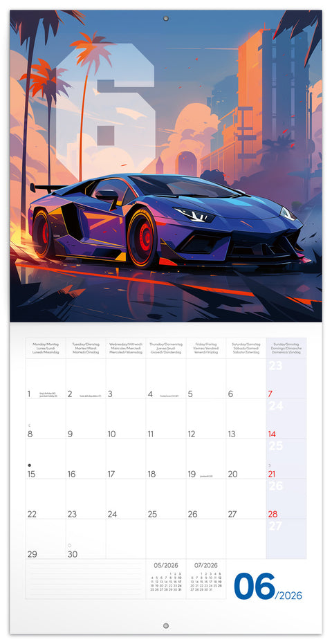Broschürenkalender Fantastische Autos 2026, 30 x 30 cm