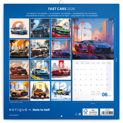 Broschürenkalender Fantastische Autos 2026, 30 x 30 cm