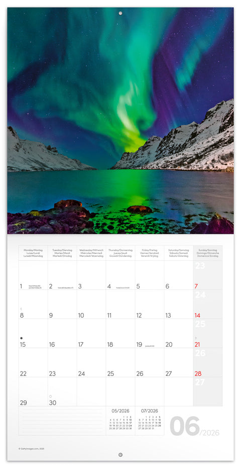 Broschürenkalender Polarlichter 2026, 30 x 30 cm