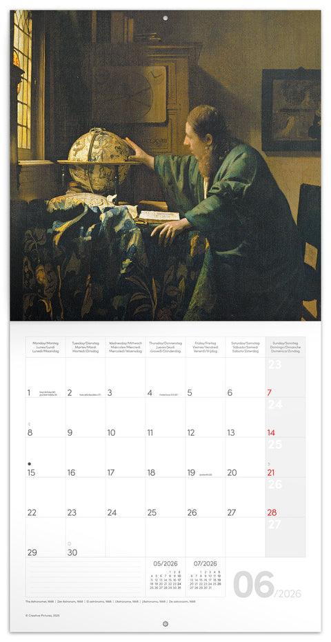 Broschürenkalender Johannes Vermeer 2026, 30 x 30 cm