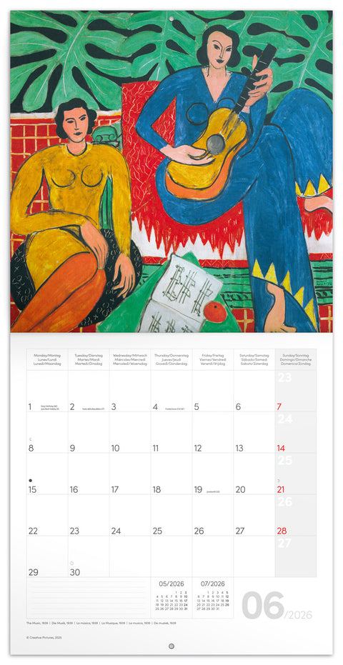 Broschürenkalender Henri Matisse 2026, 30 x 30 cm