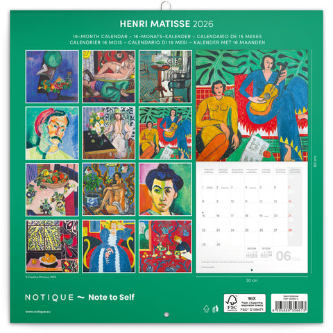 Broschürenkalender Henri Matisse 2026, 30 x 30 cm