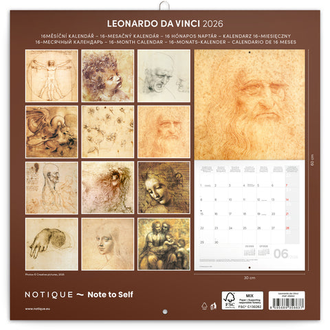 Broschürenkalender Leonardo da Vinci 2026, 30 x 30 cm