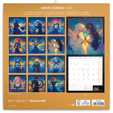 Broschürenkalender Anime Zodiac 2026, 30 × 30 cm