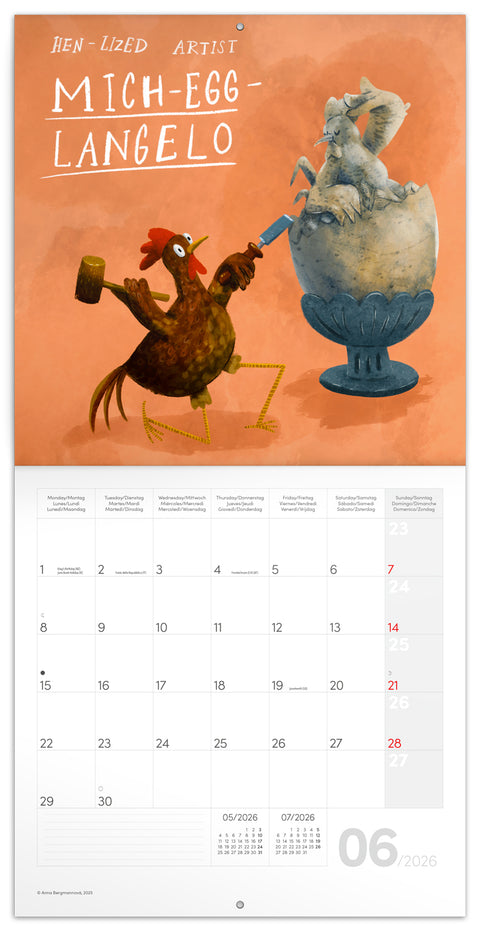 Broschürenkalender Chicken Artists 2026, 30 × 30 cm
