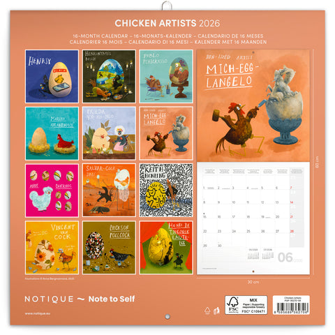 Broschürenkalender Chicken Artists 2026, 30 × 30 cm