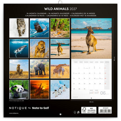 Broschürenkalender Wild Animals 2027, 30 x 30 cm