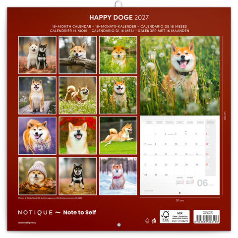Broschürenkalender Happy Doge 2027, 30 x 30 cm