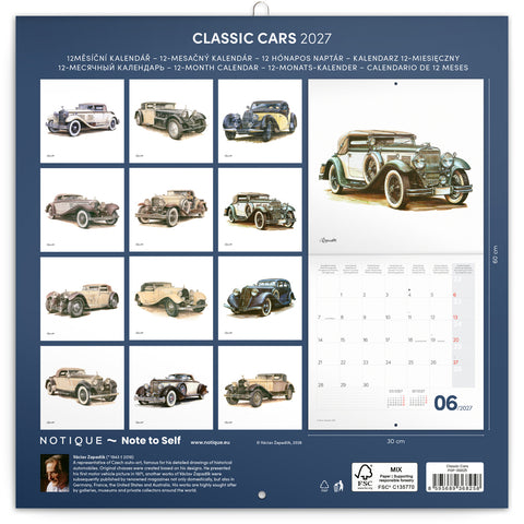 Broschürenkalender Classic Cars – Václav Zapadlík 2027, PLASTIC FREE, 30 x 30 cm