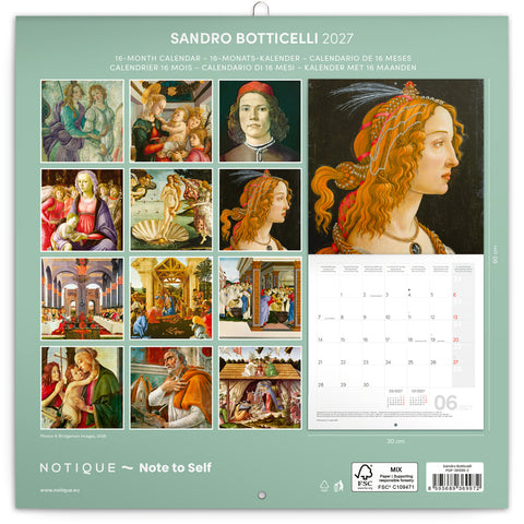Broschürenkalender Sandro Botticelli 2027, 30 x 30 cm