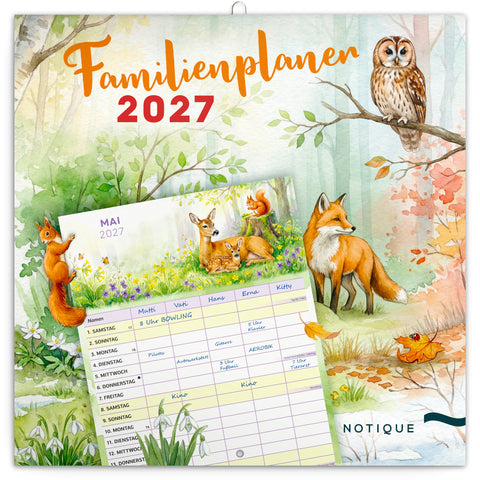 Familienplaner Tierchen 2027, 30 x 30 cm